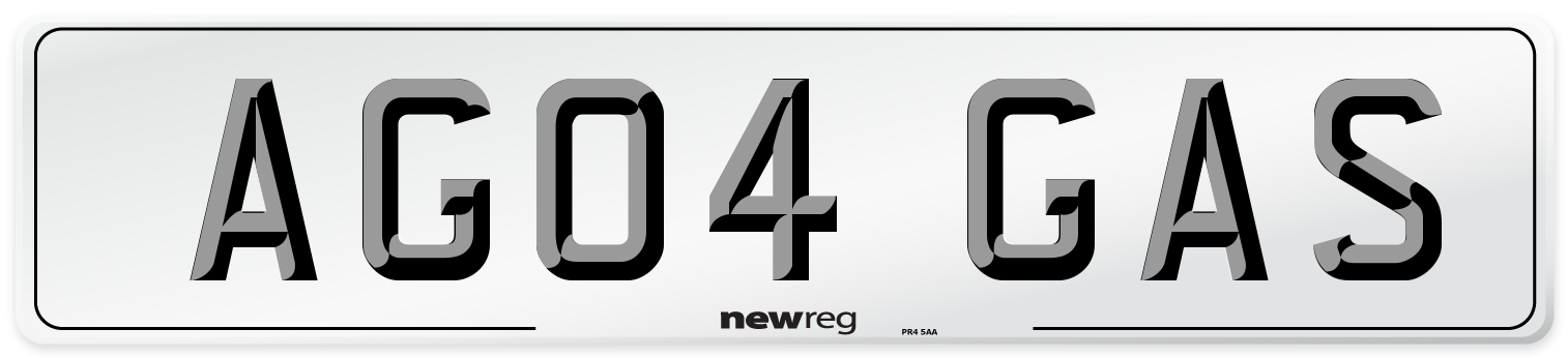 AG04 GAS Number Plate from New Reg